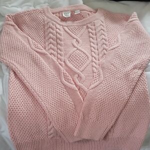 GAP Pink Cable Knit Sweater with Chevron Details
